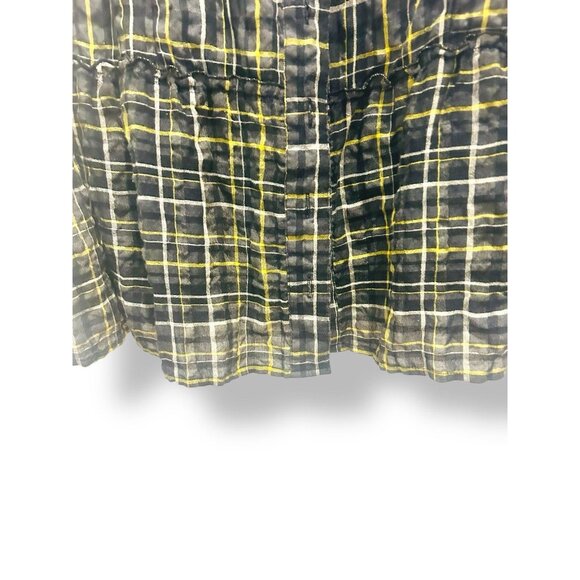 Torrid Plaid Button Front Dress Size 18 Black Yellow Lace Ruffle Smocked Waist - Picture 8 of 15